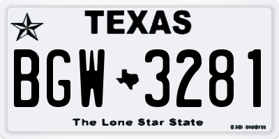 TX license plate BGW3281