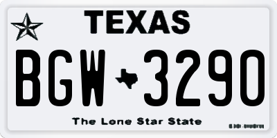 TX license plate BGW3290