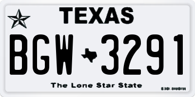 TX license plate BGW3291