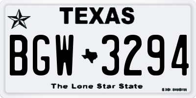 TX license plate BGW3294