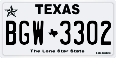 TX license plate BGW3302