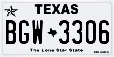 TX license plate BGW3306