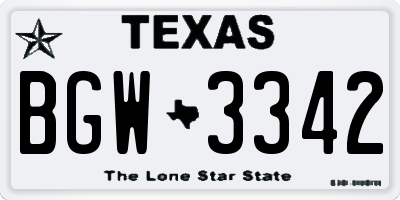 TX license plate BGW3342