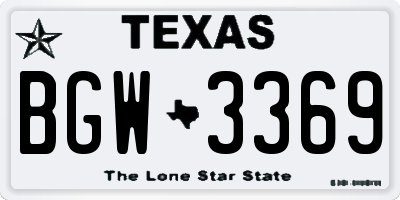 TX license plate BGW3369