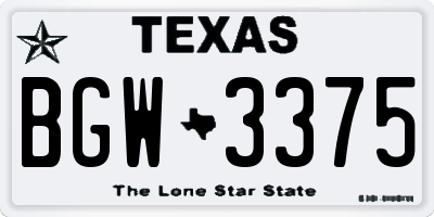 TX license plate BGW3375