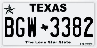 TX license plate BGW3382