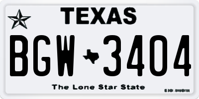 TX license plate BGW3404