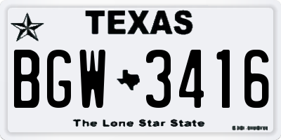 TX license plate BGW3416