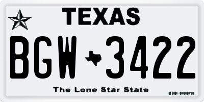 TX license plate BGW3422