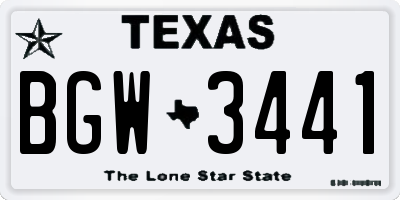 TX license plate BGW3441