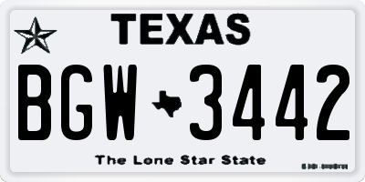 TX license plate BGW3442