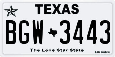 TX license plate BGW3443