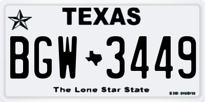 TX license plate BGW3449