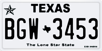 TX license plate BGW3453