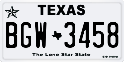 TX license plate BGW3458
