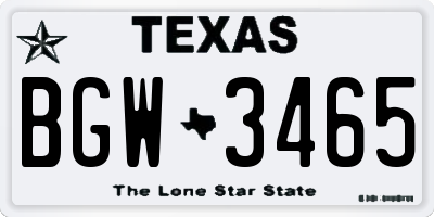TX license plate BGW3465