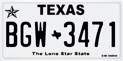 TX license plate BGW3471