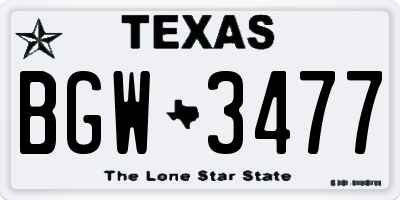 TX license plate BGW3477