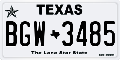 TX license plate BGW3485