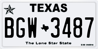 TX license plate BGW3487