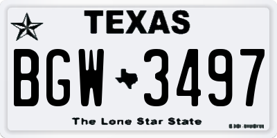 TX license plate BGW3497