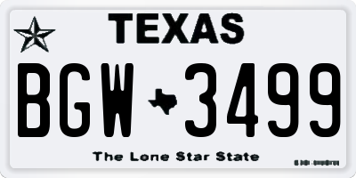 TX license plate BGW3499
