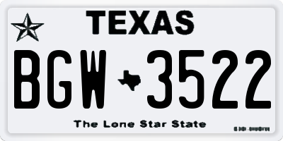 TX license plate BGW3522