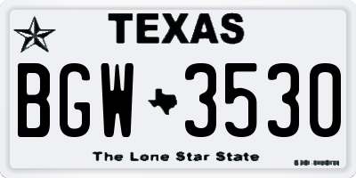 TX license plate BGW3530