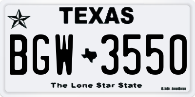 TX license plate BGW3550