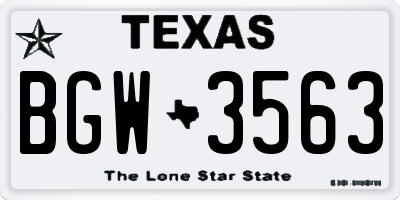 TX license plate BGW3563