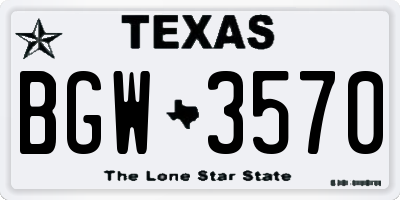 TX license plate BGW3570
