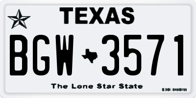 TX license plate BGW3571