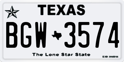 TX license plate BGW3574