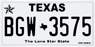 TX license plate BGW3575