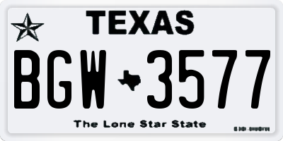 TX license plate BGW3577