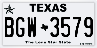 TX license plate BGW3579