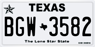 TX license plate BGW3582