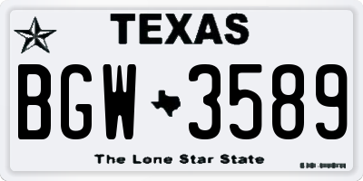TX license plate BGW3589