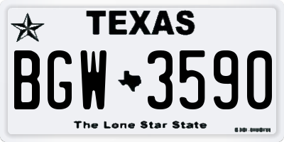 TX license plate BGW3590