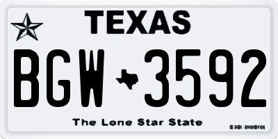 TX license plate BGW3592