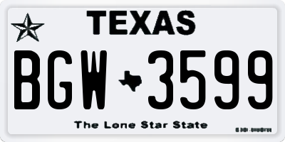 TX license plate BGW3599