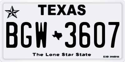 TX license plate BGW3607