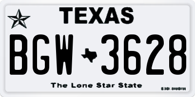 TX license plate BGW3628