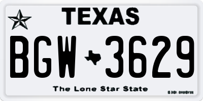 TX license plate BGW3629