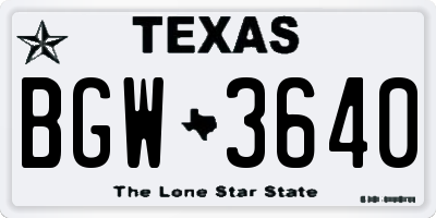 TX license plate BGW3640