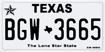 TX license plate BGW3665