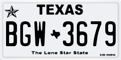 TX license plate BGW3679