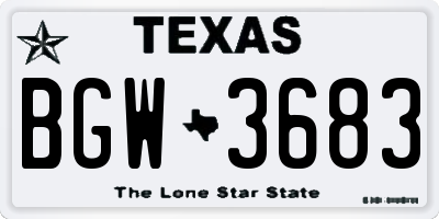 TX license plate BGW3683