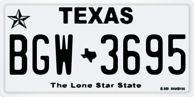 TX license plate BGW3695