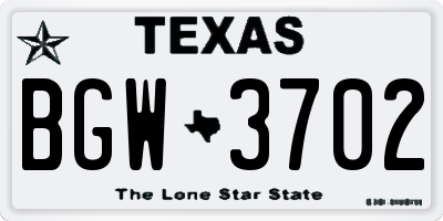 TX license plate BGW3702